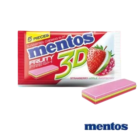 MENTOS 3D STRWABERRY 3 LAYERED GUM