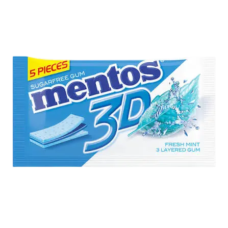 MENTOS 3D FRESH MINT 3 LAYERED GUM